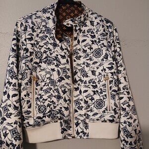 Louis Vuitton jacket white &blue floral or brown monogram double-sided zip
